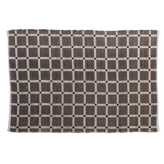 Hello Honey® Cotton and Jute Printed Rug with Grid Pattern